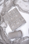 Grey Georgette Unstitched Salwar Suit With Chiffon Dupatta
