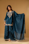 Peacock Chinon Readymade Sharara Set With Chinon Dupatta