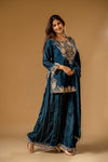 Peacock Chinon Readymade Sharara Set With Chinon Dupatta