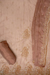 Peach Shimmer Unstitched Suit Salwar With Chinon Dupatta
