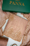 Peach Shimmer Unstitched Suit Salwar With Chinon Dupatta