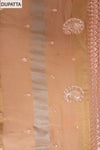 Peach Shimmer Unstitched Salwar Suit With Chinon Dupatta