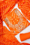 Orange Dola Unstitched Salwar Suit With Dola Dupatta