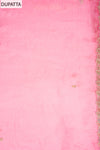 Gajari Banarasi Silk Unstitched Salwar Suit With Organza Dupatta