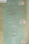 Pista Shimmer Unstitched Salwar Suit With Chinon Dupatta