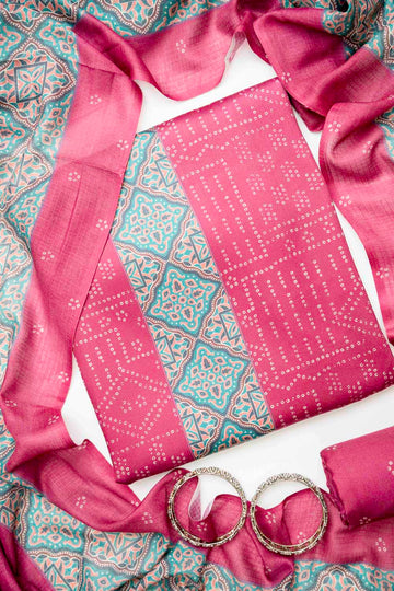 Garnet Cotton Unstitched Salwar Suit With Cotton Dupatta