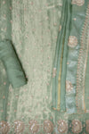 Pista Shimmer Unstitched Salwar Suit With Chinon Dupatta