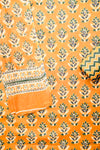 Mustard Cotton Unstitched Salwar Suit With Cotton Dupatta