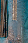 Sky Blue Chanderi Unstitched Salwar Suit With Soft Dupatta