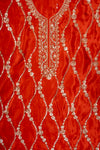Rust Organza Unstitched Salwar Suit With Chiffon Dupatta