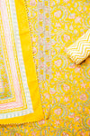 Mustard Cotton Unstitched Salwar Suit With Cotton Dupatta