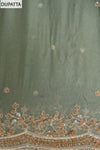 Pista Shimmer Unstitched Salwar Suit With Cotton Dupatta