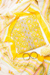 Mustard Cotton Unstitched Salwar Suit With Cotton Dupatta