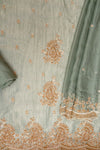 Pista Shimmer Unstitched Salwar Suit With Cotton Dupatta