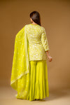 Pista Georgette Readymade Sharara Set With Organza Dupatta