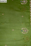Mehndi Organza Unstitched Salwar Suit With Cotton Dupatta