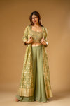 Pista Georgette Tissue Readymade Sharara Set With Shrug