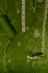 Mehndi Organza Unstitched Salwar Suit With Cotton Dupatta