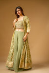 Pista Georgette Tissue Readymade Sharara Set With Shrug