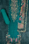 Mint Green Crepe Unstitched Suit Salwar With Crepe Dupatta