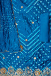 Dark Firozi Muslin Unstitched Salwar Suit With Muslin Dupatta