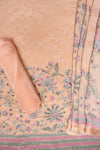 Peach Crepe Unstitched Salwar Suit With Georgette Dupatta