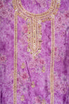 Purple Organza Unstitched Salwar Suit With Chiffon Dupatta