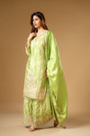 Pista Chinon Readymade Sharara Set With Chinon Dupatta