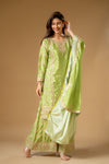Pista Chinon Readymade Sharara Set With Chinon Dupatta