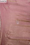 Tussar Mauve Organza Unstitched Suit Salwar With Chinon Dupatta