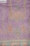Mauve Crepe Unstitched Salwar Suit With Chiffon Dupatta
