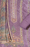 Mauve Crepe Unstitched Salwar Suit With Chiffon Dupatta