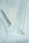Grey Muslin Unstitched Suit Salwar With Muslin Dupatta