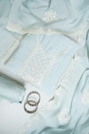 Grey Muslin Unstitched Suit Salwar With Muslin Dupatta
