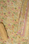 Mustard Crepe Unstitched Salwar Suit With Georgette Dupatta