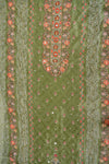 Pista Crepe Unstitched Salwar Suit With Chiffon Dupatta