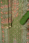 Pista Crepe Unstitched Salwar Suit With Chiffon Dupatta