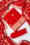 Maroon Crepe Unstitched Salwar Suit With Crepe Dupatta