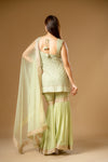 Pista Georgette Readymade Sharara Set With Net Dupatta