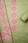 Mehndi Cotton Unstitched Salwar Suit With Cotton Dupatta