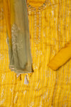 Mustard Organza Unstitched Salwar Suit With Organza Dupatta