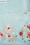 Grey Tissue Unstitched Salwar Suit With Tissue Dupatta