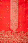 Red Dola Unstitched Salwar Suit With Dola Dupatta