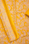 Mustard Pashmina Unstitched Salwar Suit With Cotton Dupatta