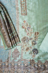 Sea Green Soft Twill  Unstitched Salwar Suit With Soft Twill Dupatta