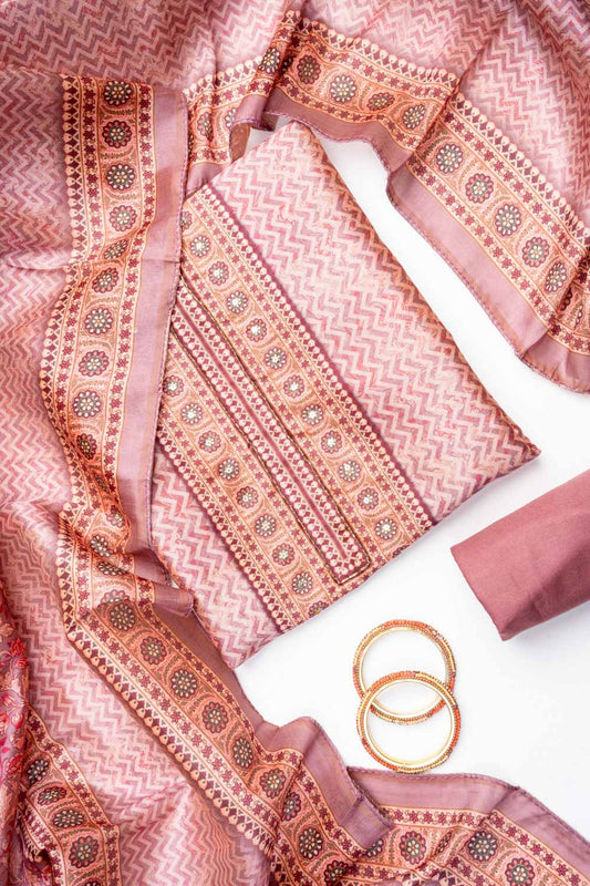 Onion Cotton Unstitched Salwar Suit With Cotton Dupatta