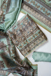 Sea Green Soft Twill  Unstitched Salwar Suit With Soft Twill Dupatta