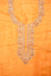 Mustard Shimmer Unstitched Salwar Suit With Organza Dupatta
