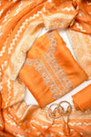 Mustard Shimmer Unstitched Salwar Suit With Organza Dupatta