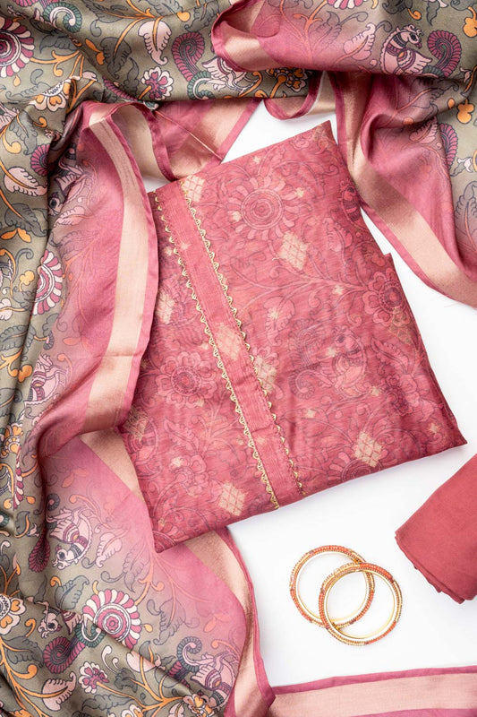 Gajari Cotton Unstitched Salwar Suit With Cotton Dupatta